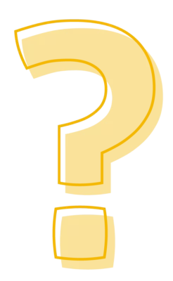 Question mark symbol with yellow stroke and semi-transparent background